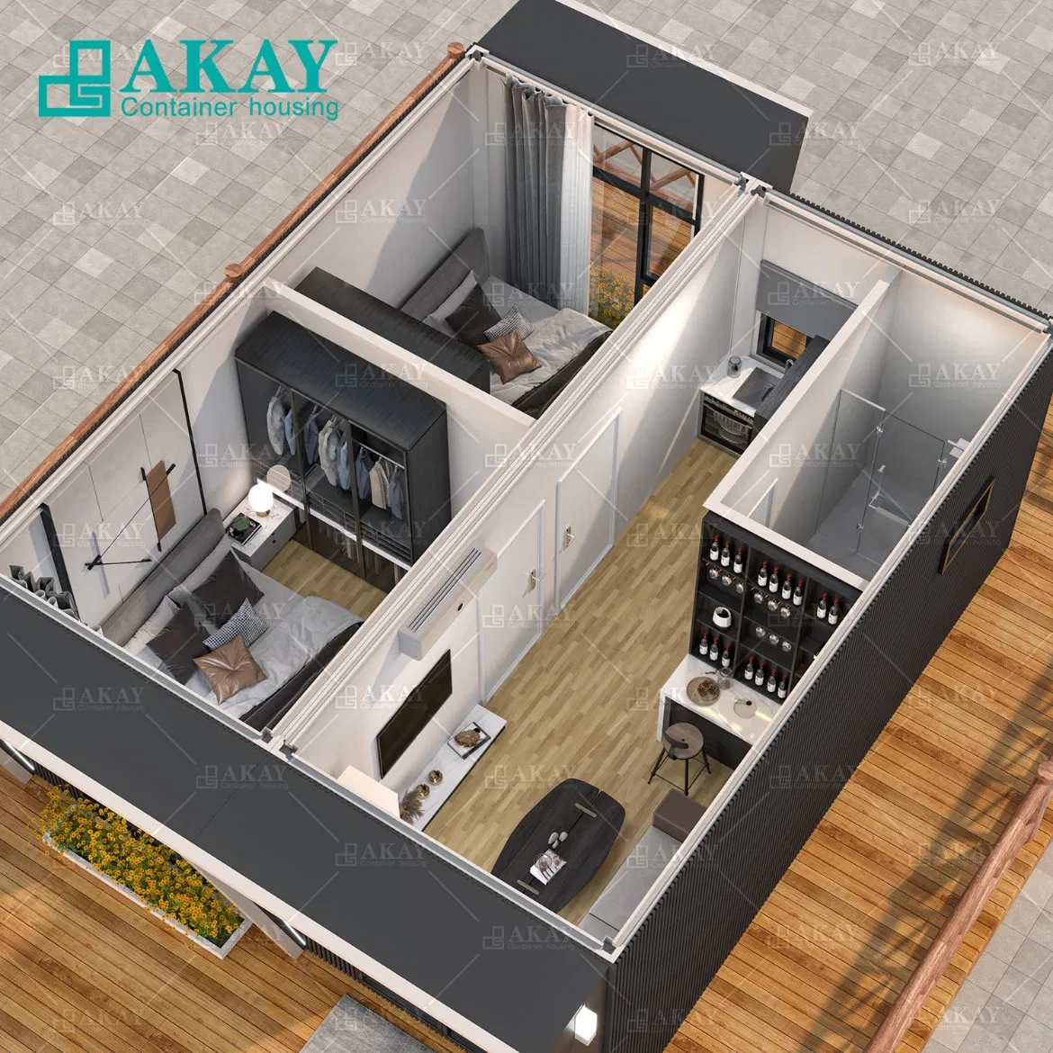Cabana de Escritório Móvel Pré-fabricada, Habitação Modular, Contêiner de Pacote Plano, Bangalô, Hotel Cápsula