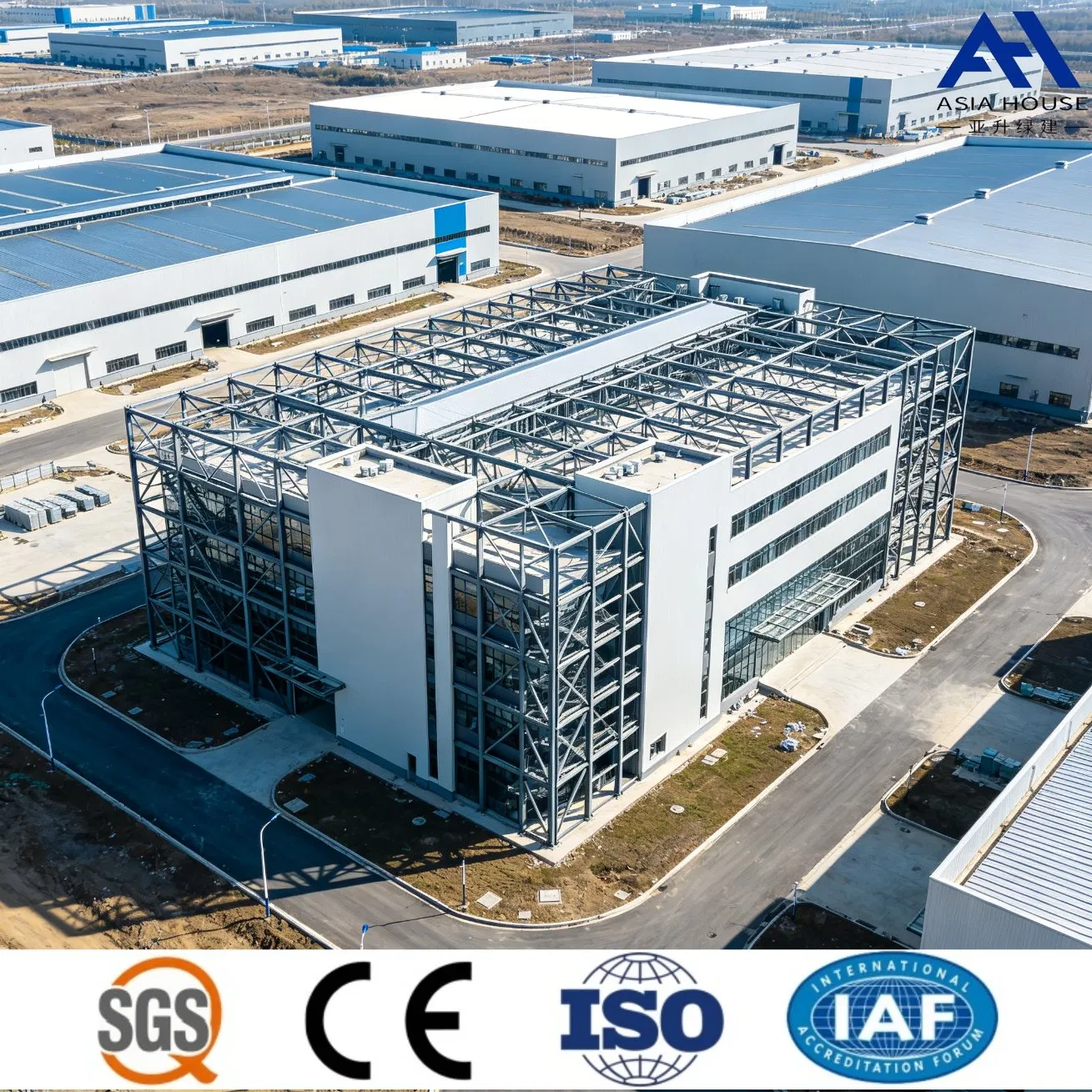 Edifício de Escritório Modular Prefabricado em Estrutura de Aço, Armazém de Aço de Um Andar, Oficina