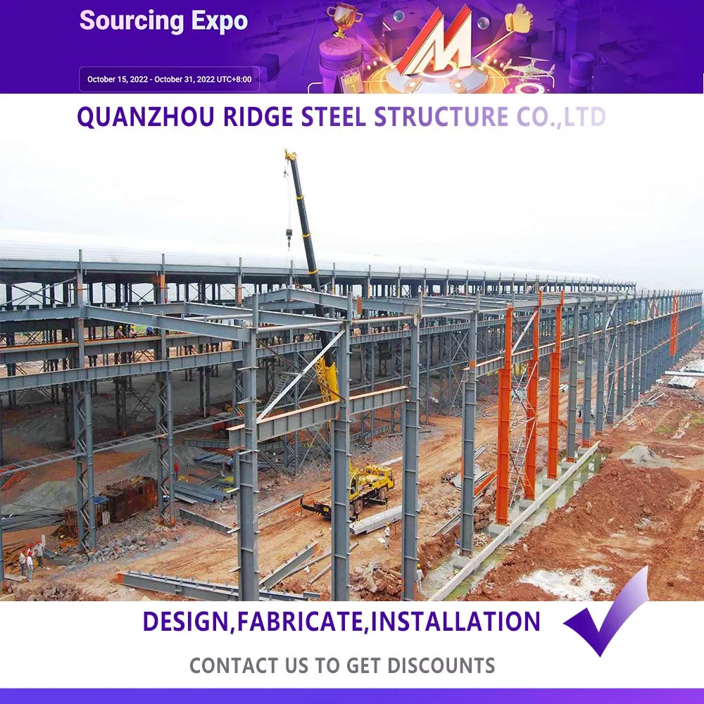 Estrutura de Aço Industrial em Canal Laminado a Quente da China para Construção Prefabricada com Parede de Cortina