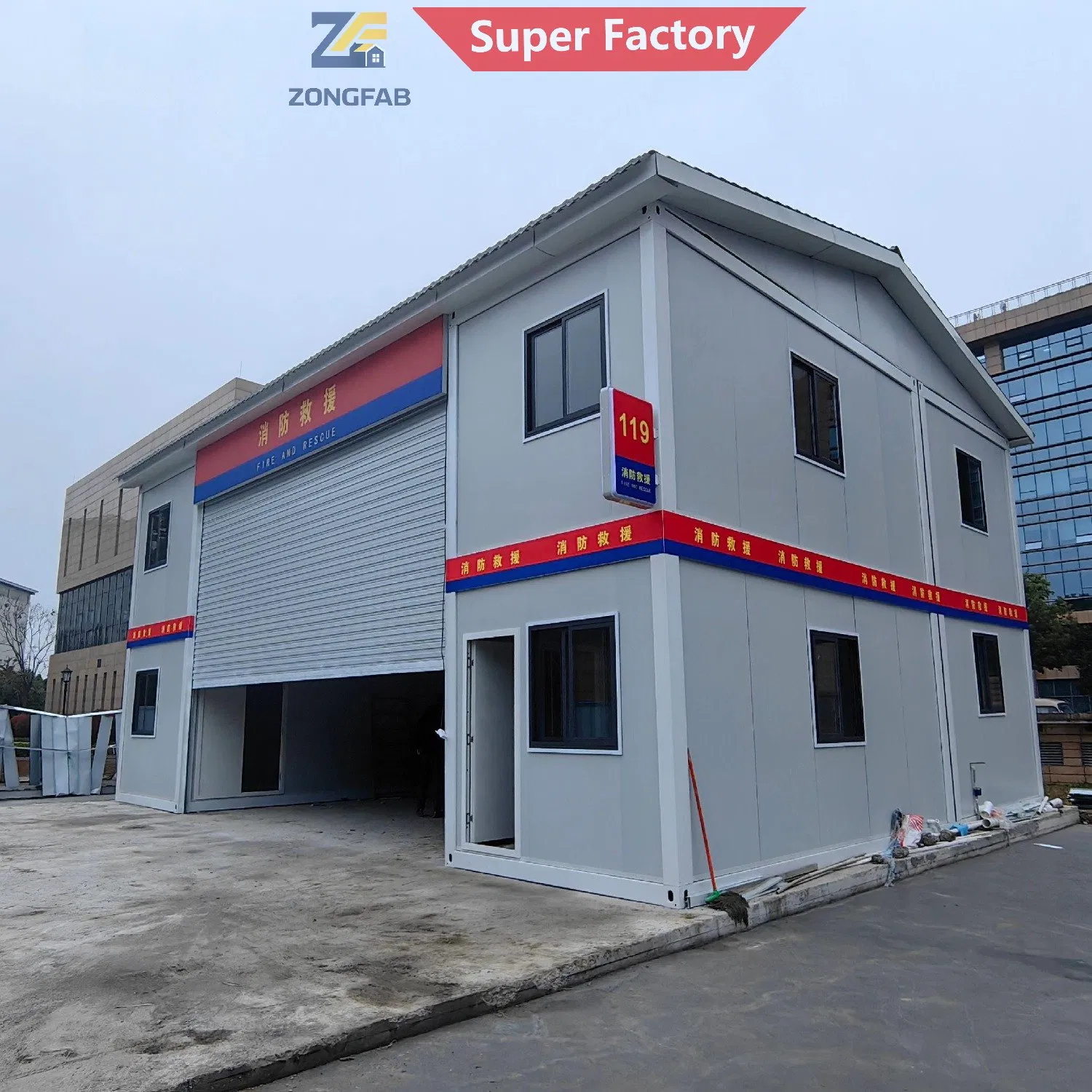 Acomodação para Trabalhadores da Construção Residencial Pré-fabricada Modular Edifício de Contêiner Habitação Infraestrutura Pública 911 Estação de Polícia Projeto Governamental