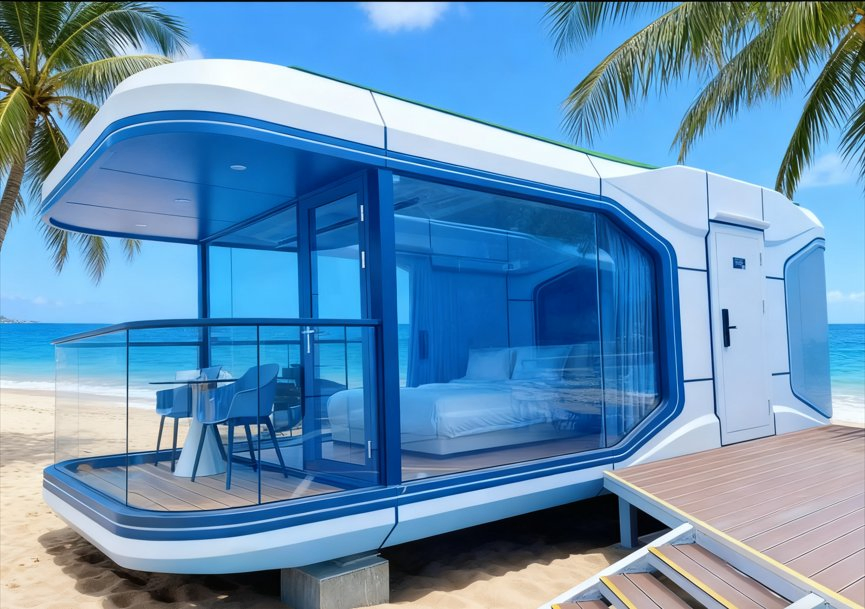 Cápsula Espacial Luxuosa Mini Cabana Prefabricada Adequada para Uso Residencial ou Hotel Comercial