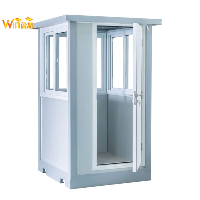 Cabine de Segurança Modular Independente, Casa de Guarda Prefabricada com Estrutura de Aço Completo para Portão de Edifício Comercial