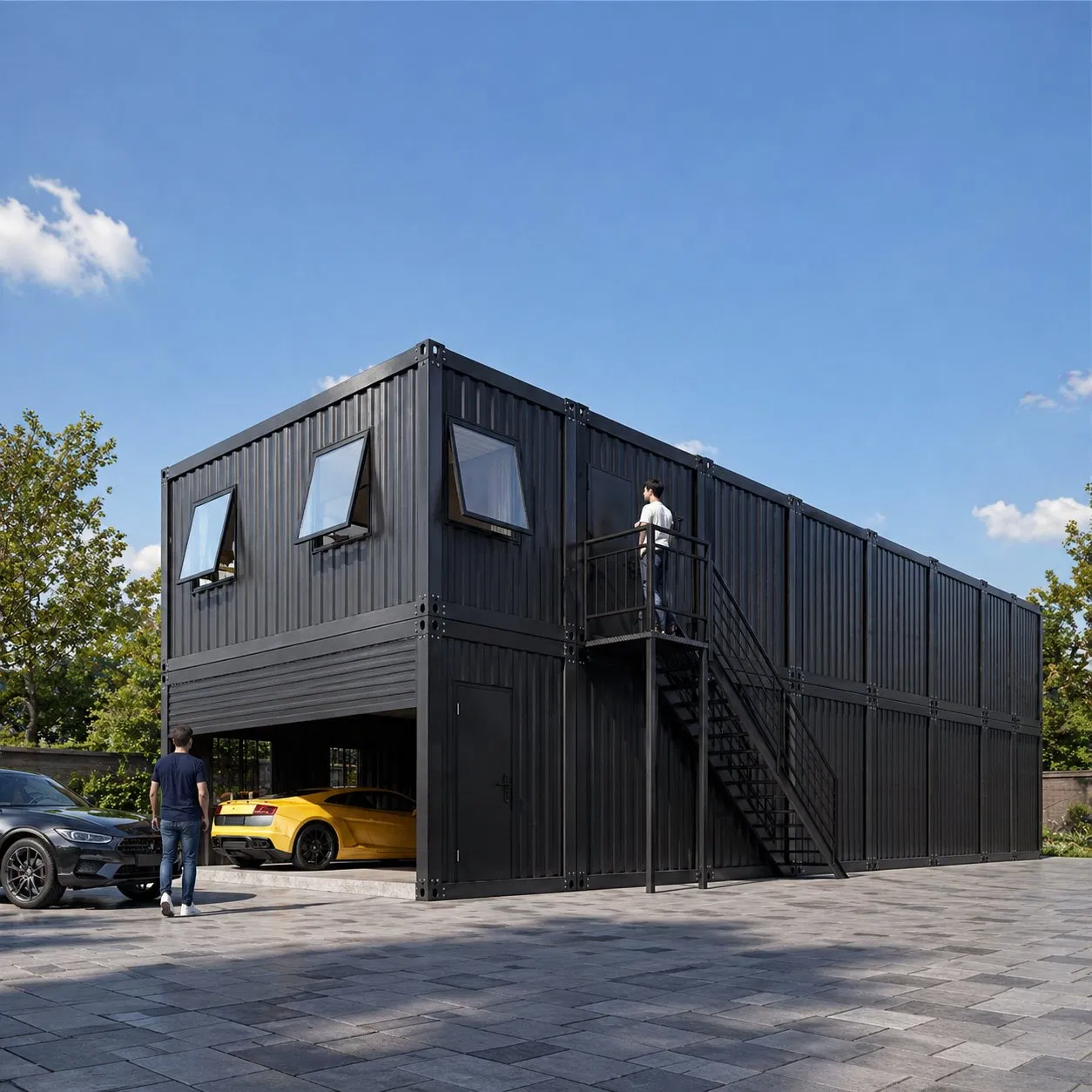 Edifício Modular de Dois Andares Personalizado para Escritório Prefabricado, Armazém e Garagem