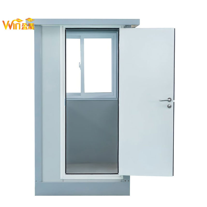 Cabine de Segurança Modular Independente, Casa de Guarda Prefabricada com Estrutura de Aço Completo para Portão de Edifício Comercial
