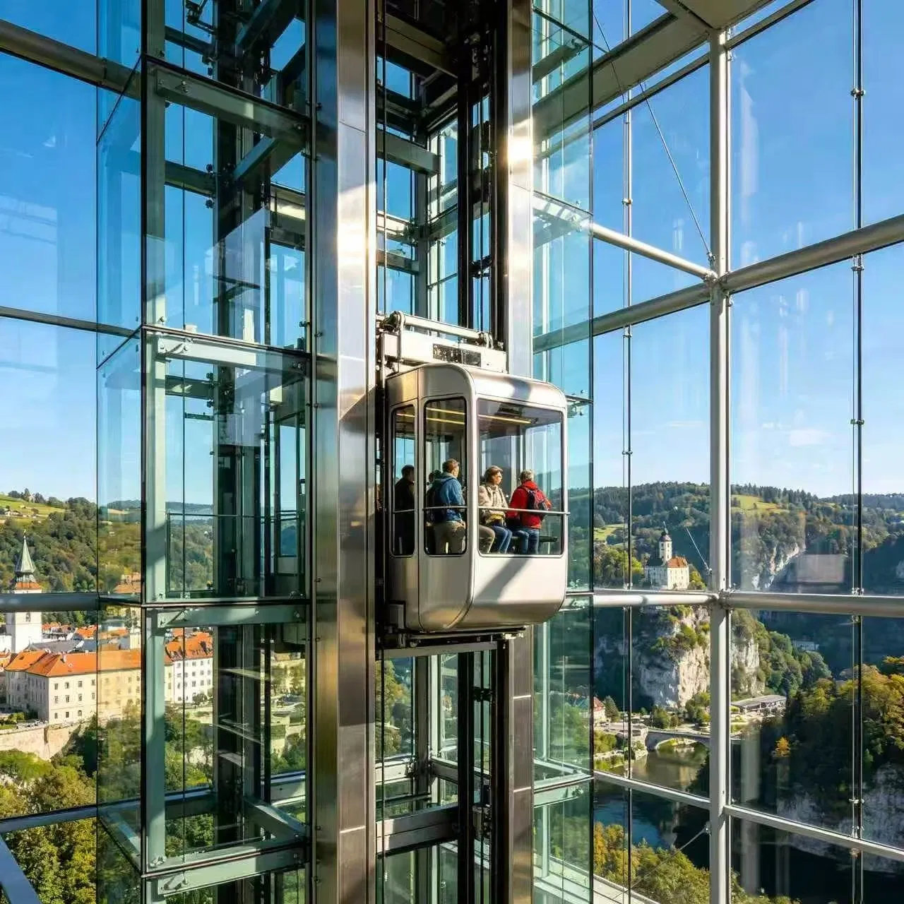 Elevador de Vidro Elegante para Edifícios Modernos de Uso Misto