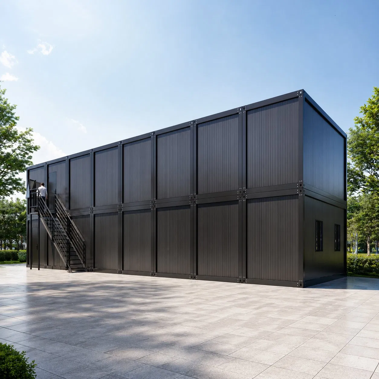Edifício Modular de Dois Andares Personalizado para Escritório Prefabricado, Armazém e Garagem