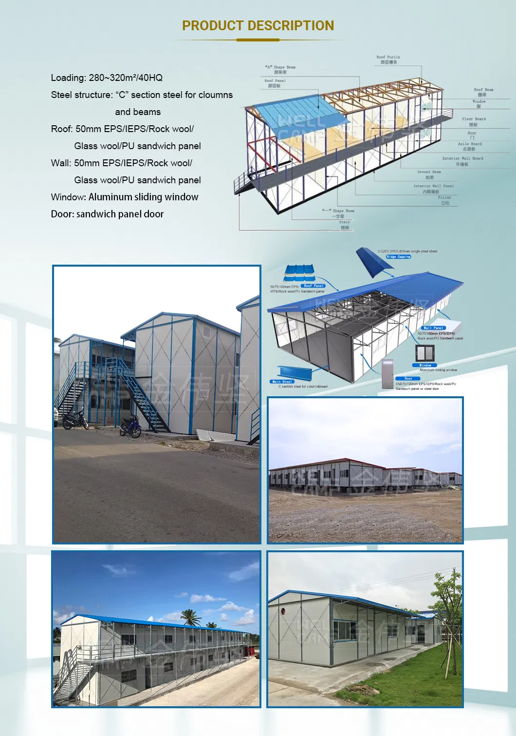 Construção Modular Prefabricada Delicada e Durável para Dormitório