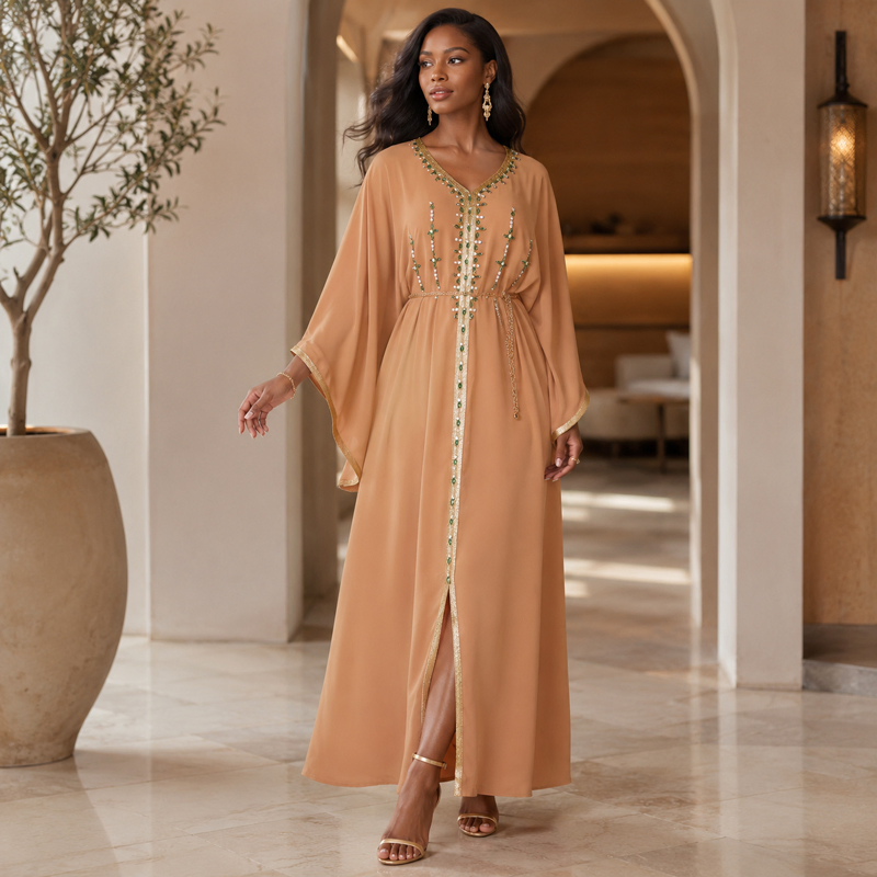 OEM ODM Supplier White Embroidered Muslim Abaya for Eid Wedding Guest Islamic Wear