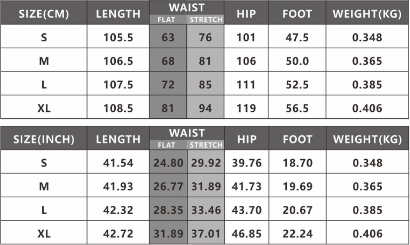 Size Chart 1
