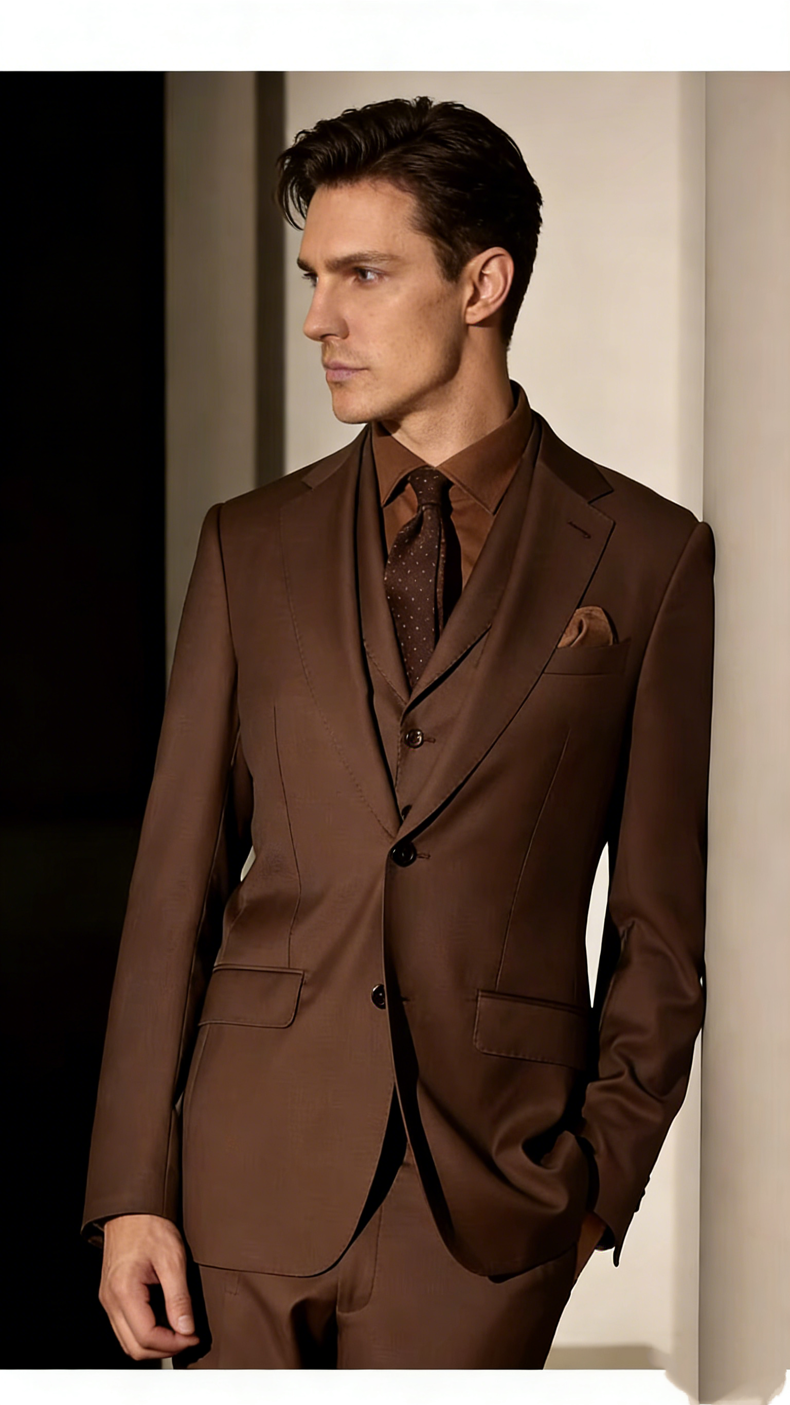 Oem Custom100% Wool Suit for Men Coffee Colored Business Banquet Dress Autumn Formal High-end Suit Jacket