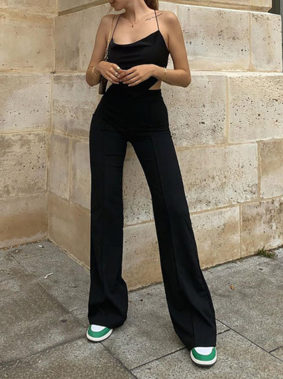 Wholesale Ladies Wide Leg Stretch Office Flare Trousers Formal Work Wear Women Pants