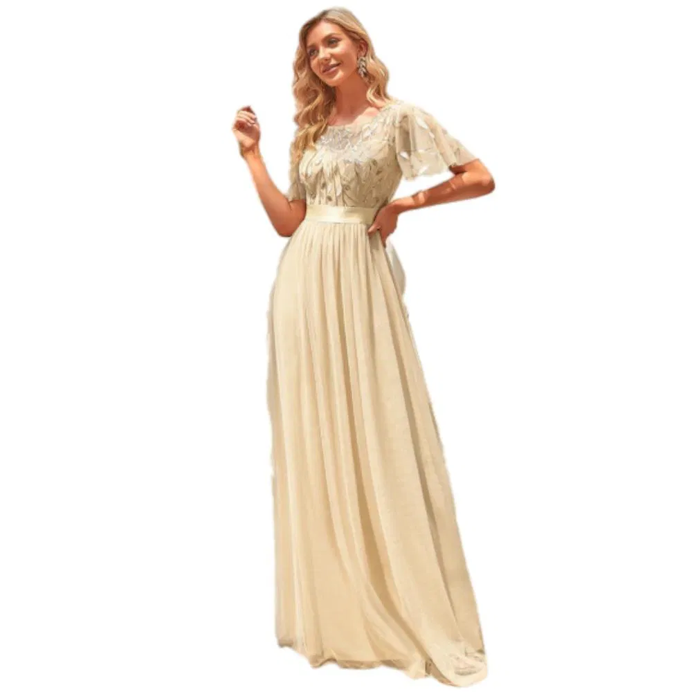 Designer Lace Floor-Length Evening Gown Slim Fit Formal Party Dress Wedding Guest