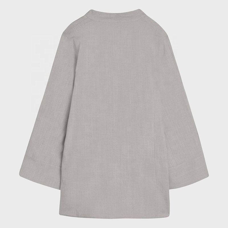 Muslim Design V-neck Shirt for Women Muslim Premium Linen Blouse Set Modest Women's Shirt and Dress Suit