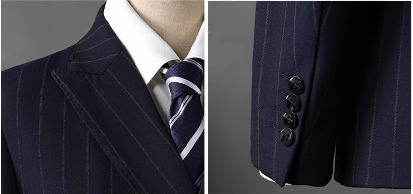 OEM Tailored Premium Double Breasted Wedding Men's Suits & blazer Set Formal Tuxedo Classic Men Pinstripe Suit for Business
