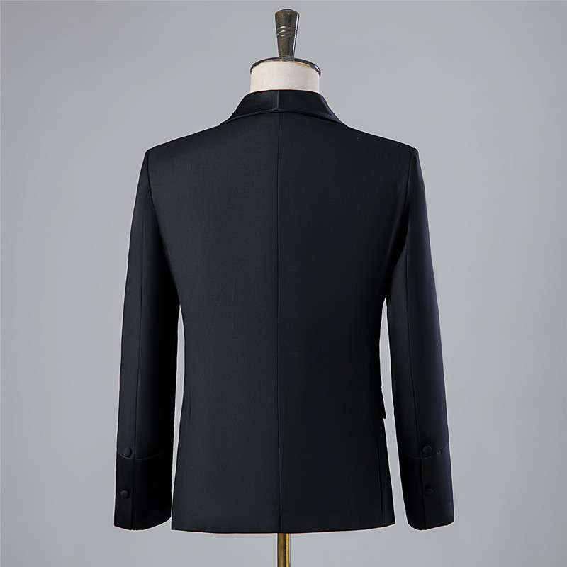 Men's Business Casual Formal Attire Chinese Style Shawl Collar Suits for Dinner Party Wedding Banquet Plus Size Groom's Outfit