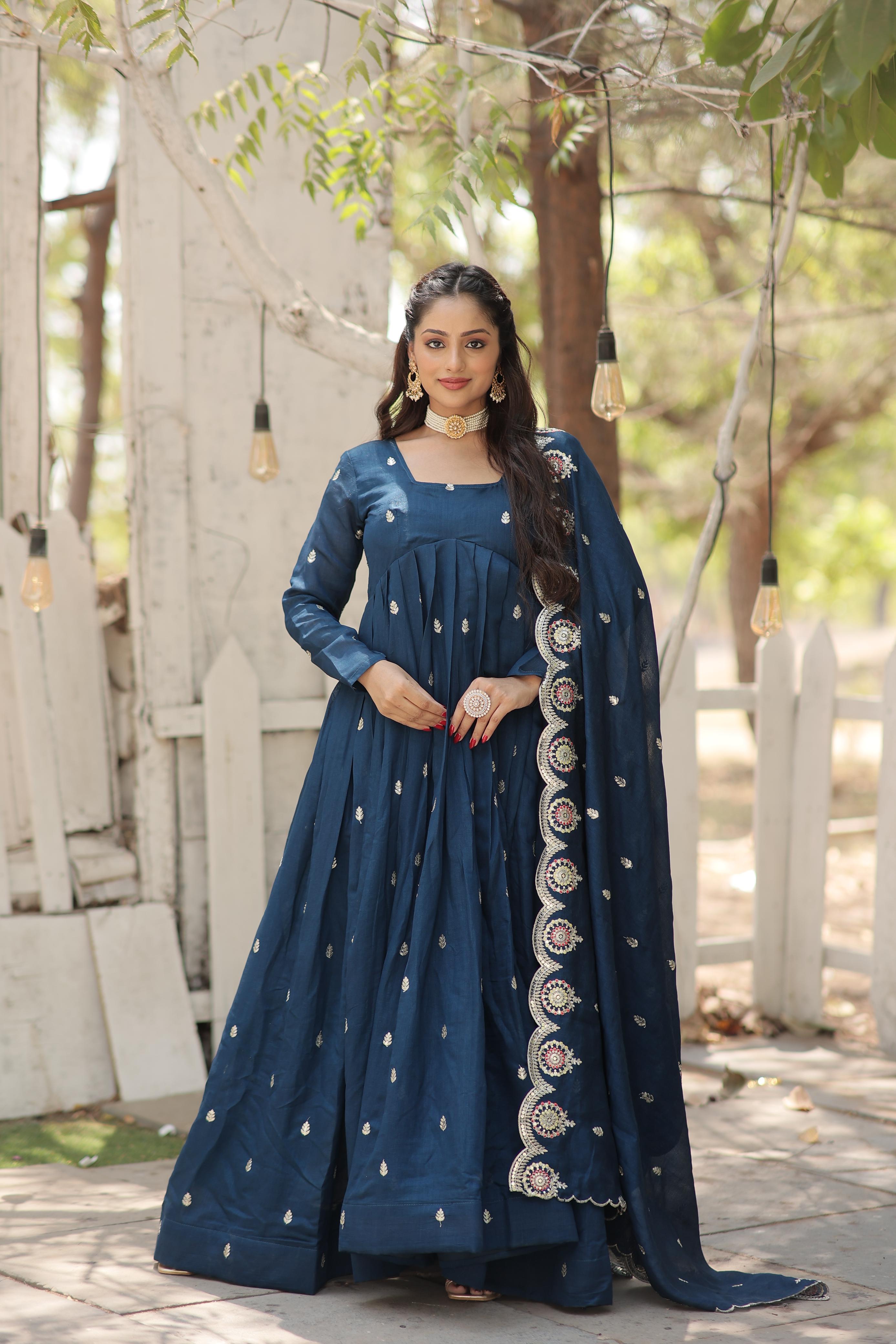 New Collection Gowns with Embroidery Sequence Work Party Wear Evening Gown Dress Elegant at Bulk Price