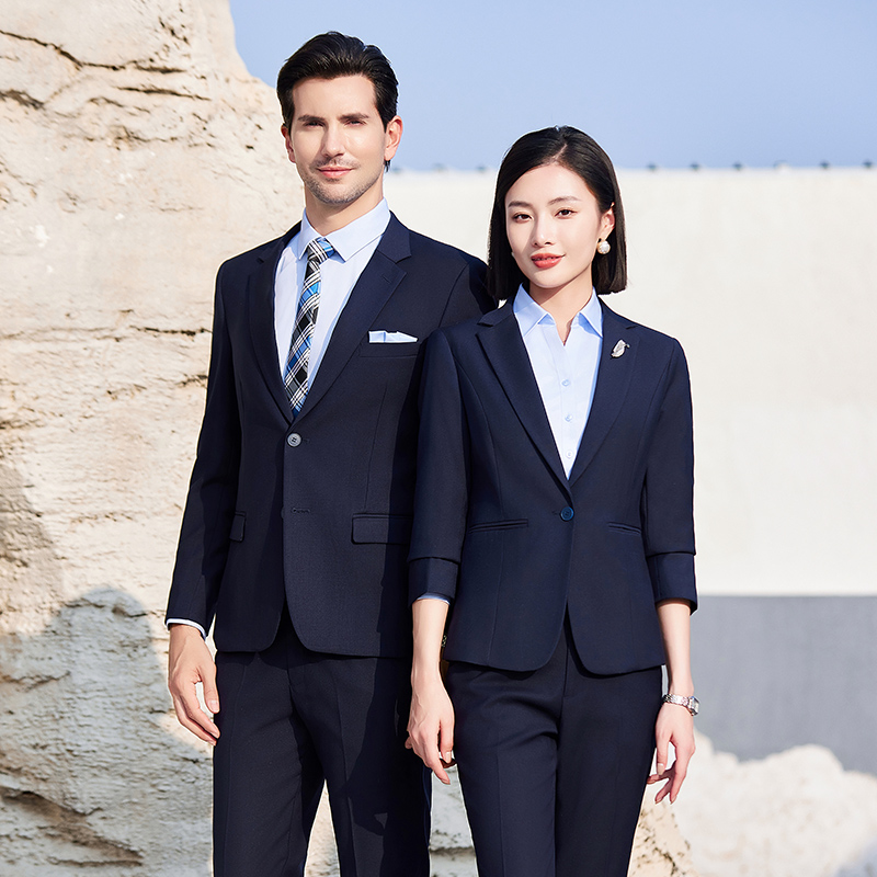 Men's Hotel Manager Uniform Suit Set Long Sleeve Regular Fit Polyester/Viscose Business Blazer and Pants for Office Reception