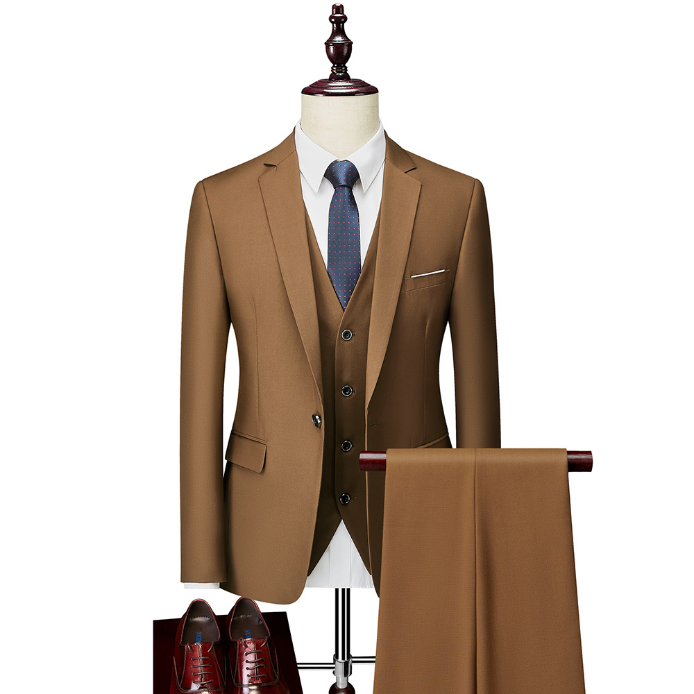Casual Business Coat Pant Men's Custom Formal Dress 3 Pieces Gentleman Wedding Suits Slim Set for Men Breathable Men's Suits