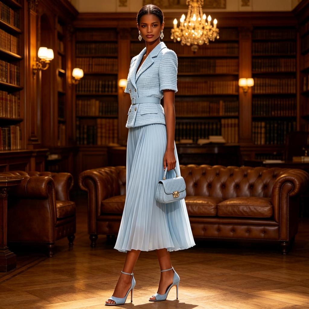 Customization Women Light Blue Eco-Friendly Formal Solid Pleated Buckle Lapel Collar Short Sleeve Dressy Blazer Skirt Set
