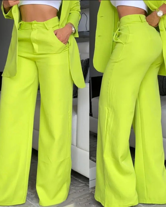 Fashion Women's Formal Set High Quality Elegant pink Woman Business Suit Set Blazer Jacket and Pants Back View