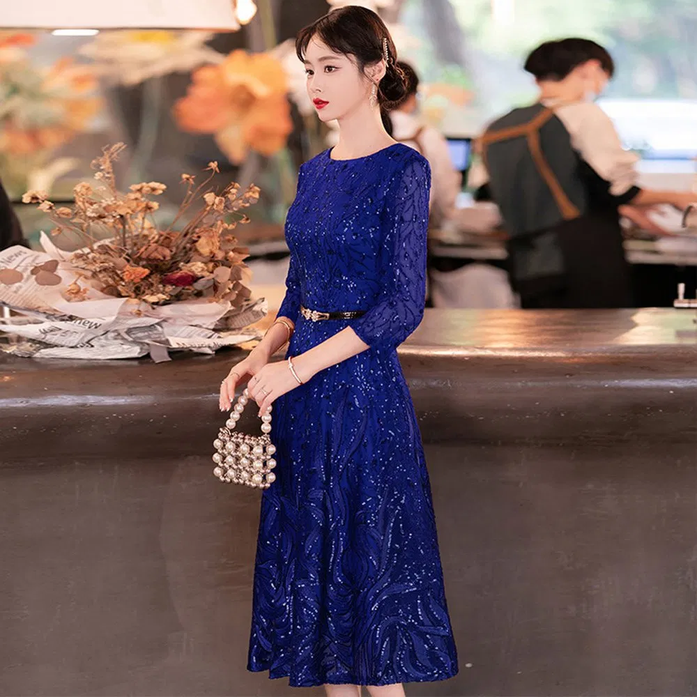 Chic Fashionable Mob Dress Wedding Guest MIDI Length Classy Banquet Outfit