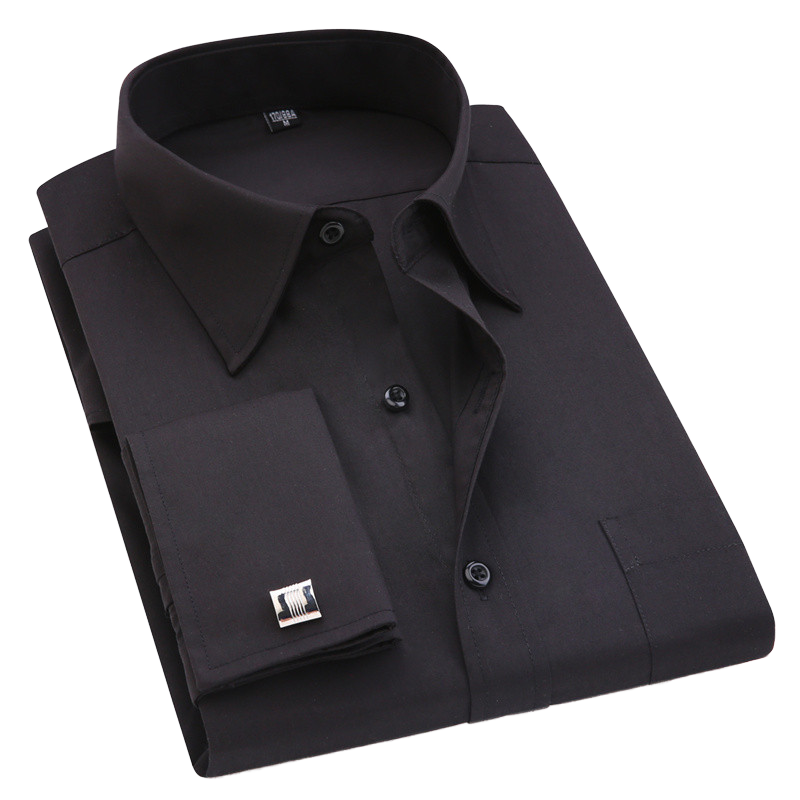 Men's Solid Black Autumn Anti-Pilling Dress Shirt Long Sleeve Formal Button Down For Business &amp; Special Occasions