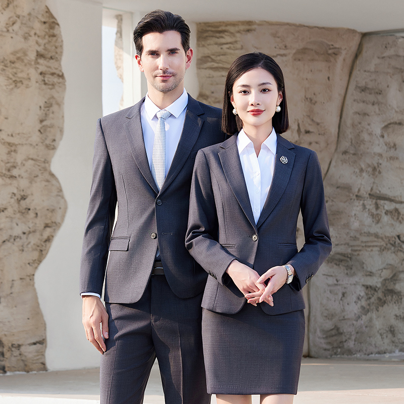 Men's Hotel Manager Uniform Suit Set Long Sleeve Regular Fit Polyester/Viscose Business Blazer and Pants for Office Reception