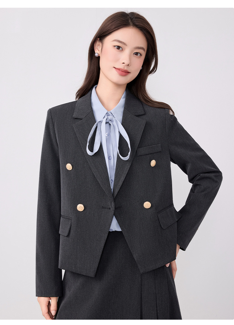 2025 New Light Gray Breathable Professional Suit College Students Cotton-Polyester Outfit Interviews Office Commuting Workwear