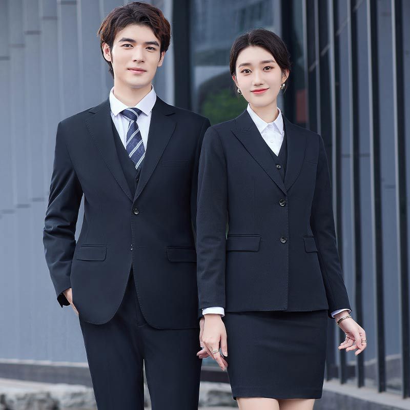Men's Single Breasted Beaded Worsted Stretch Business Suits Notched Collar Groomsmen Formal Attire College Student Interview New