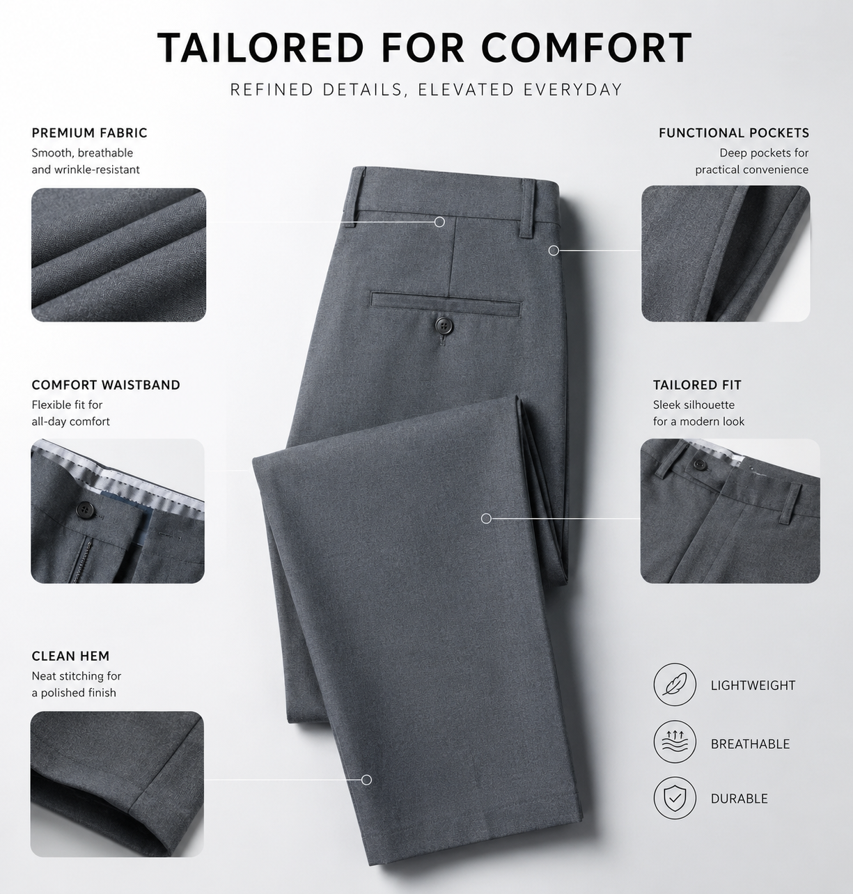 Custom Spring Autumn Men's Business Suit Pants Straight Leg Formal Casual Trousers Suitable for Business Occasions