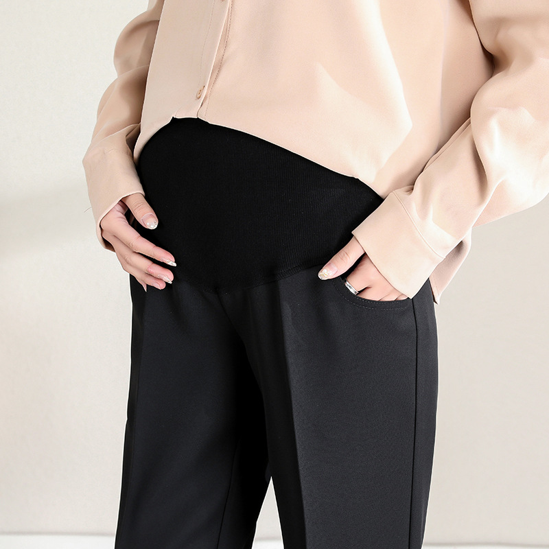 Maternity Pants Spring Summer Autumn Winter Straight-Leg Work Professional Formal Dress Plus Size Extra Thick Fleece-Lined