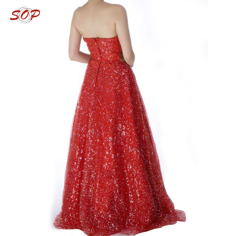 Dress Red Elegant Clothing Dresses Long Women Formal Evening Dress Gowns Back View