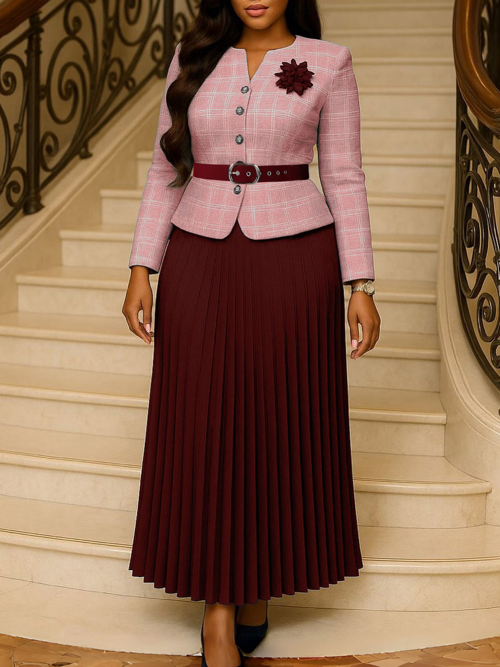 New Women Fashion Temperament Elegant Coat And Skirt Set Plus Size Business Professional Suit