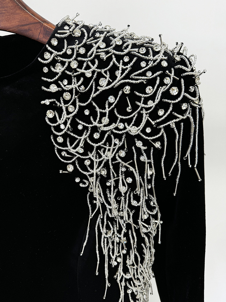 2025 New Modest Market Collection Bead Tassel Evening Gown Elegant Luxury Long Dress Arabic Formal Wear with Crystal Embroidery