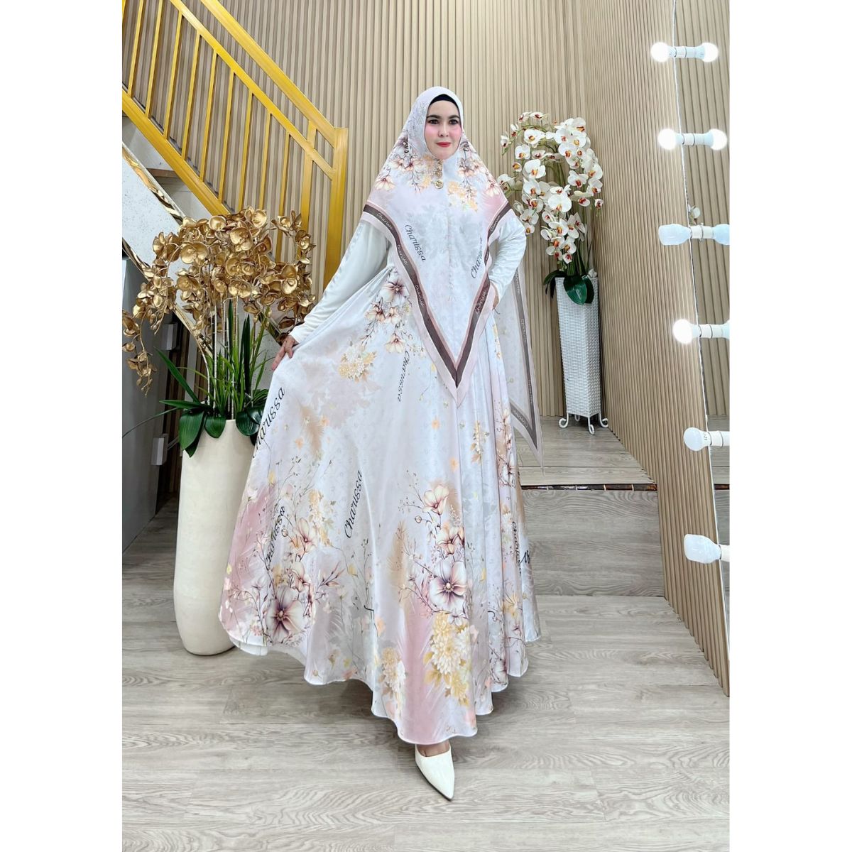 Hot Selling Halimah Series Modesty Print Indonesia Tassel Decoration Hooded Nonwoven Ensemble Long Blooming Grace Soft Elegance