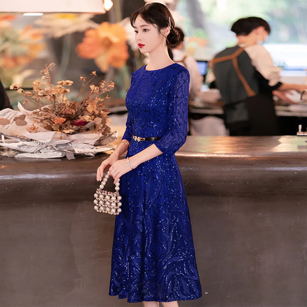 Chic Fashionable Mob Dress Wedding Guest MIDI Length Classy Banquet Outfit 5