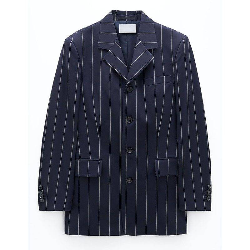 High Quality Custom Pinstripe Suit Sets Single Breasted Blazer and High Waist Wide Leg Long Pants Set Women's Suit Set