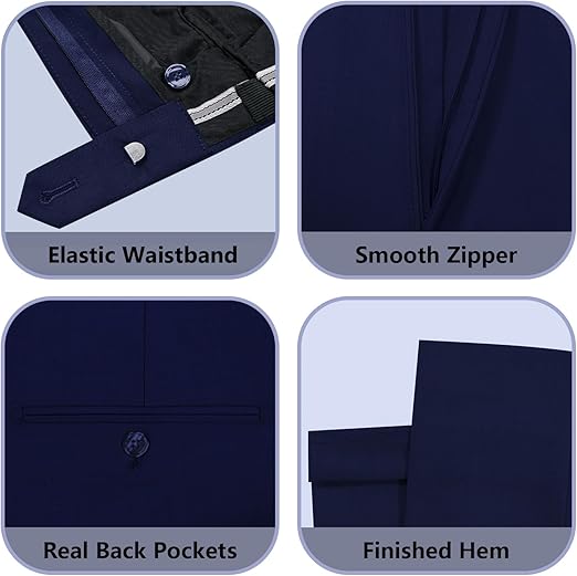 Breathable Pant Coat Blazer Dress Formal Custom Gents Clothing Mens Tuxedo Navy Blue Color Suits 3pcs Set Office Boys Suits
