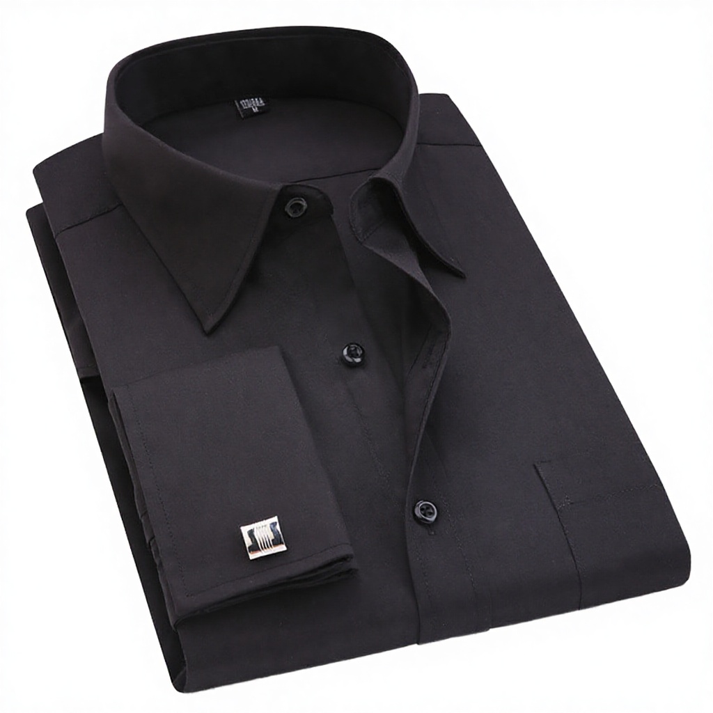 Men's Solid Black Autumn Anti-Pilling Dress Shirt Long Sleeve Formal Button Down For Business &amp; Special Occasions