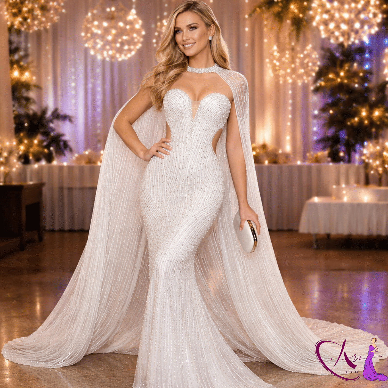 Luxury Crystal Embellished Mermaid Wedding Dress Natural Embroidery Floor-Length Sweetheart Neckline | Premium Collection