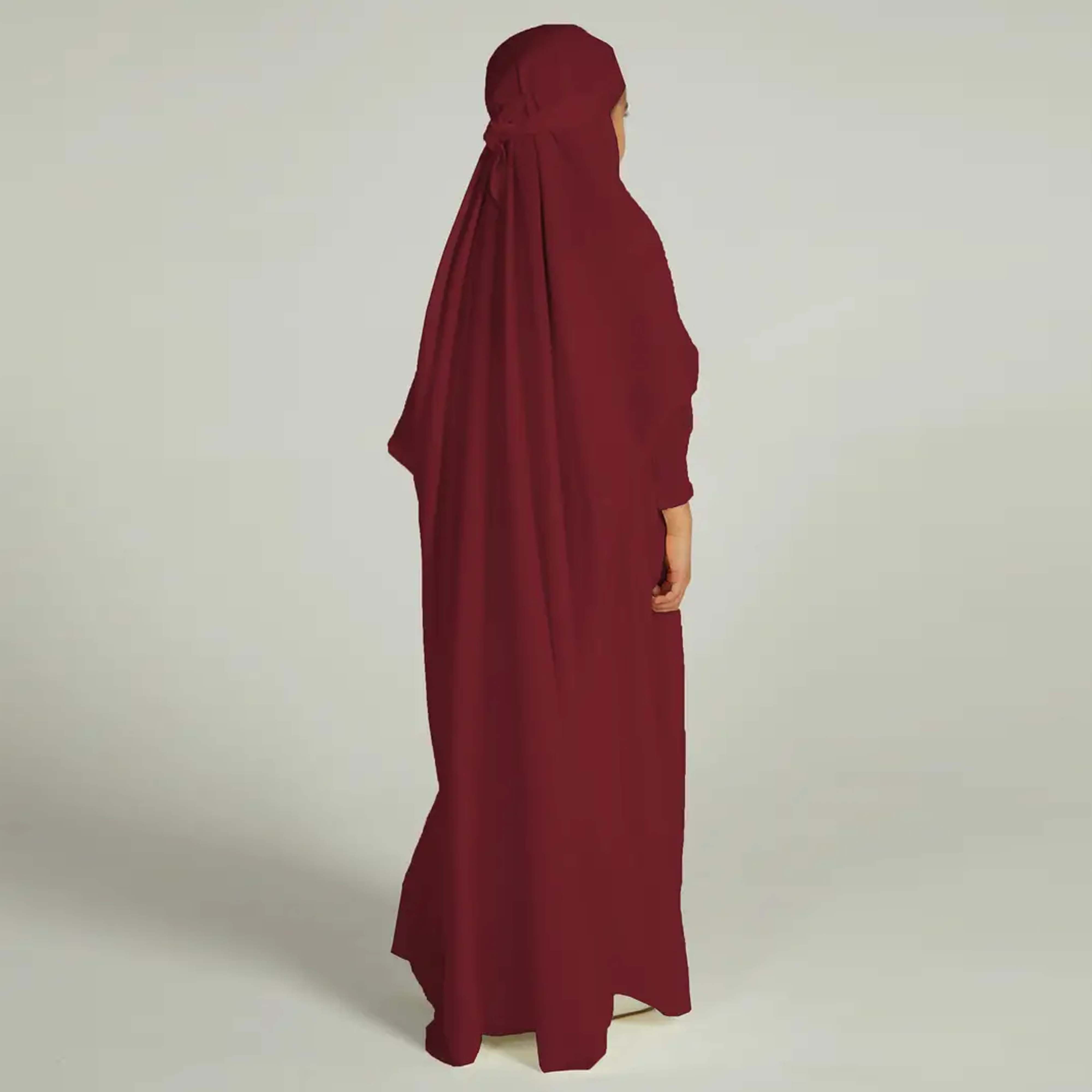 OEM Wholesale Women Modest Abaya Hijab Dress 100% Silk Chiffon Embroidery Natural Waistline Eco-Friendly Plain Vintage Straight