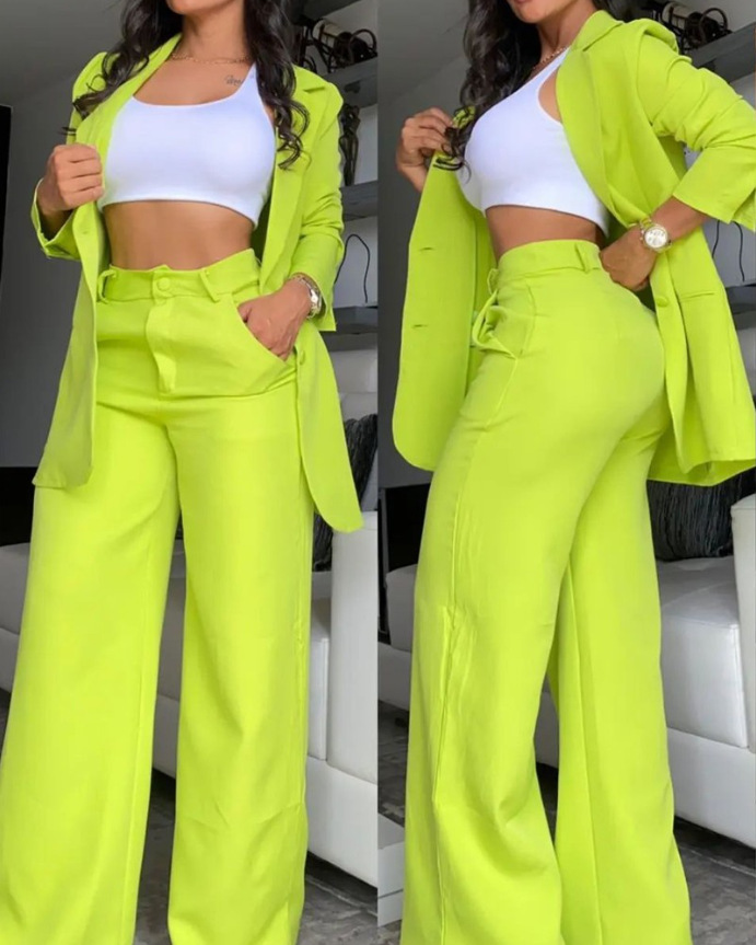 Fashion Women's Formal Set High Quality Elegant pink Woman Business Suit Set Blazer Jacket and Pants Detailed Design