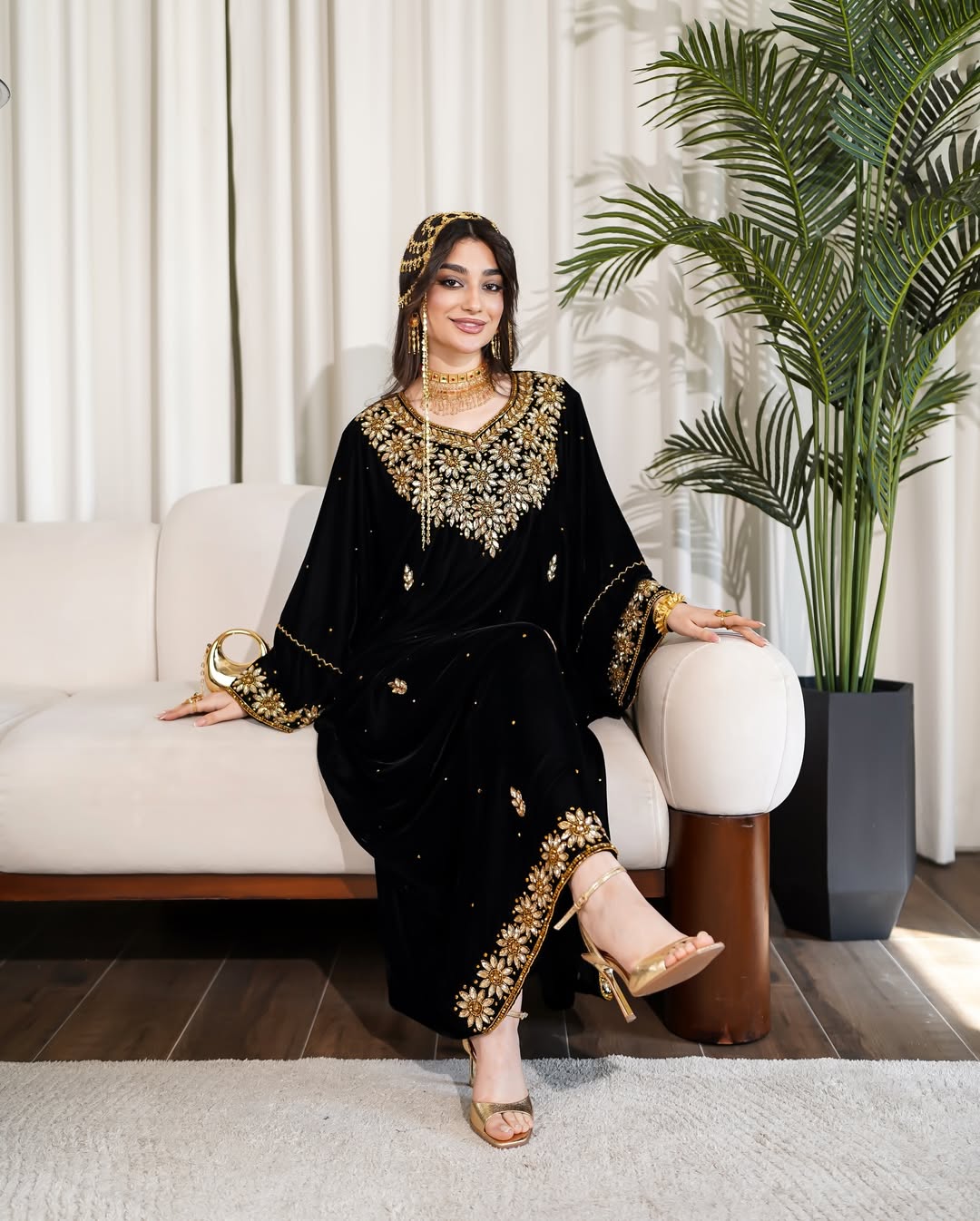 Dubai Panchulapa Embroidery Beaded Eco-Friendly Contrast Color Evening Partywear Straight Solid Satin Modest O-Neck Full Dress