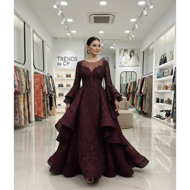 2025 Wholesale Modest Elegant Purple Evening Gown Spaghetti Strap Intricate Beading Sequins TREND CP Luxury Formal Floor-Length