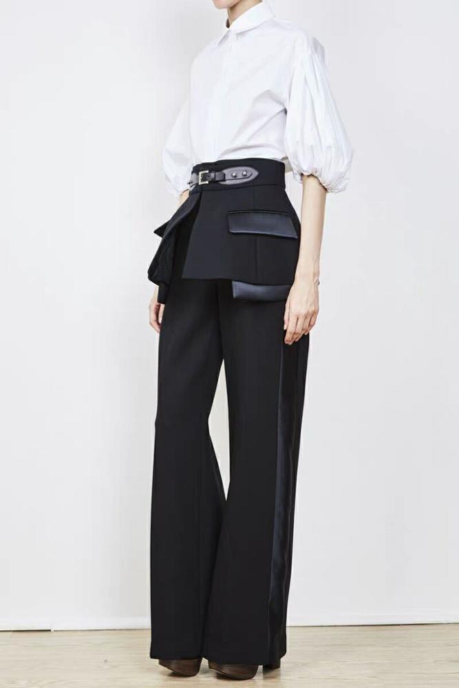 A2799 Formal Pattern High Waist Black Skirt Pant Set