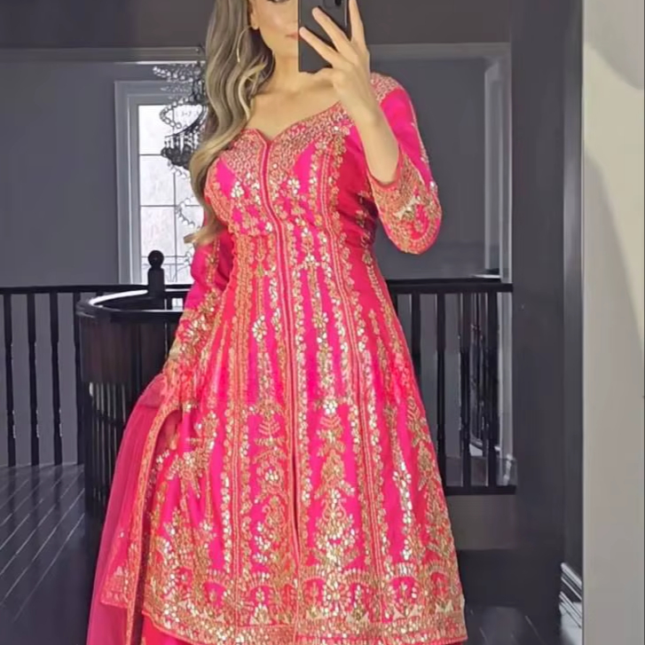 Modest Solid Muslim Stylish Abaya Dress for Women with Embroidered Open Beaded Satin Dubai Turkish Kaftan for Islamic Party