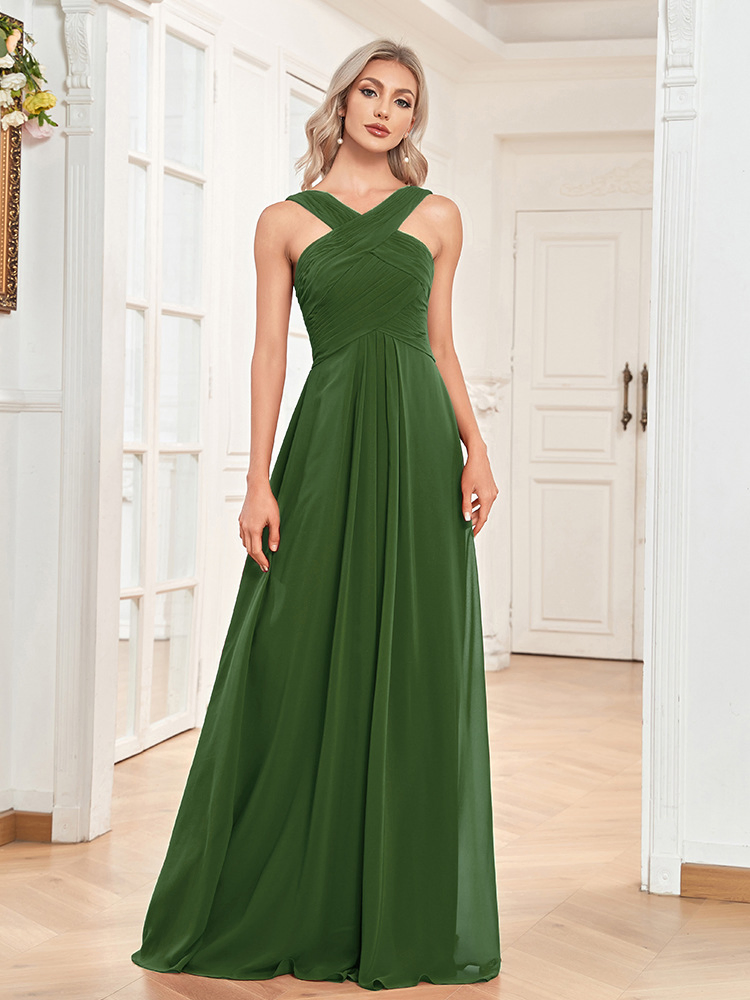 2023 New European Style Chiffon Bridesmaid Dress Elegant Evening Party Gown for Women