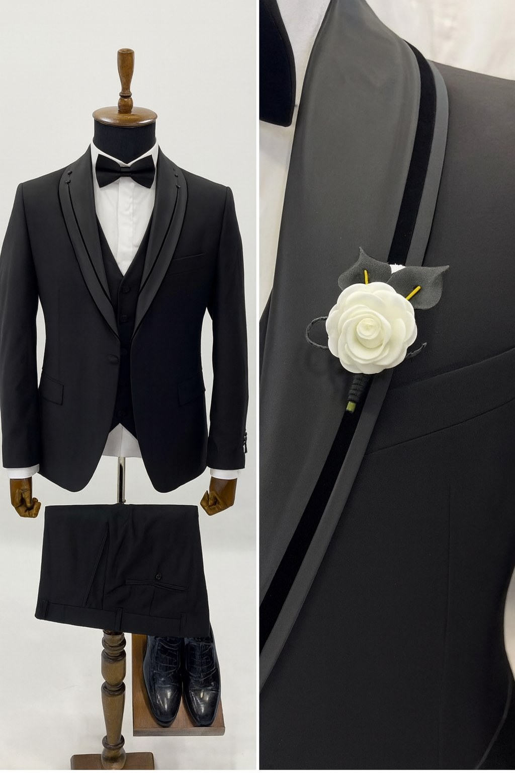 Men Luxury Waterproof Wedding Tuxedo Suit Three Piece Groom Set Classic Formal Blazer Vest Pants Elegant Slim Fit Party Plus