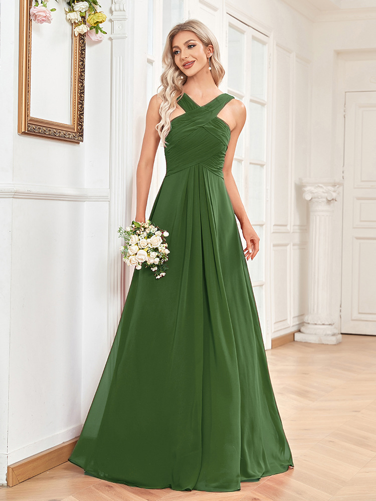 2023 New European Style Chiffon Bridesmaid Dress Elegant Evening Party Gown for Women