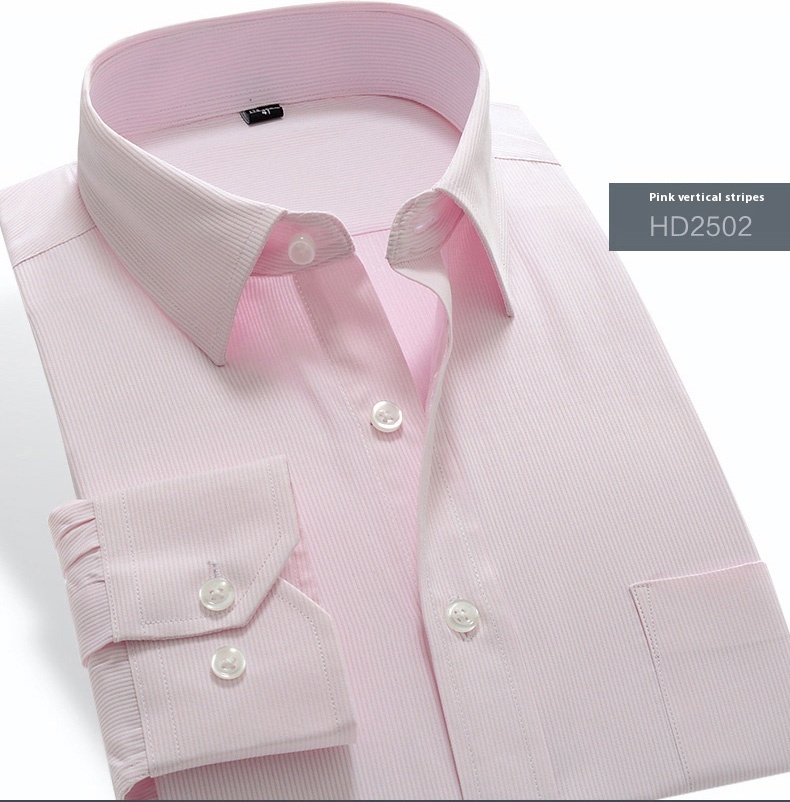 Men's Professional Anti-Wrinkle Korean-Style Dress Solid White Long Sleeve Slim-Fit Single Breasted Business Formal Breathable